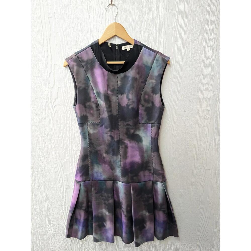 Rebecca Taylor Purple Haze Floral Drop Waist Pleated Dress Galaxy Women's 6